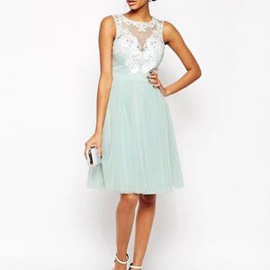 NWT Lipsy VIP Beautiful fairy Light blue midi prom dress US size 6